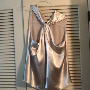 Creamy metallic twist front blouse